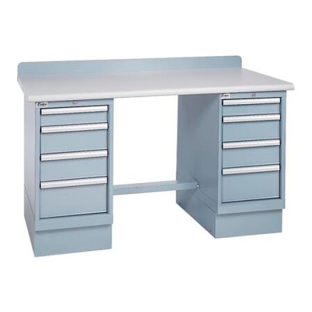 Lista International Technical Workbench w/4 Drawer Cabinets, Plastic Laminate Top - Gray XSTB61-60PT/LG